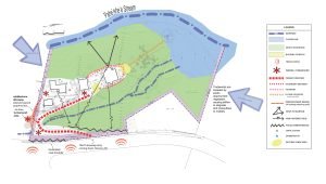 Site analysis diagram of the Honomu Road residential plot.