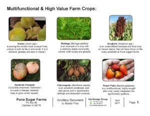 Puna Sugar Farms Multifunctional and High Value Farm Crops